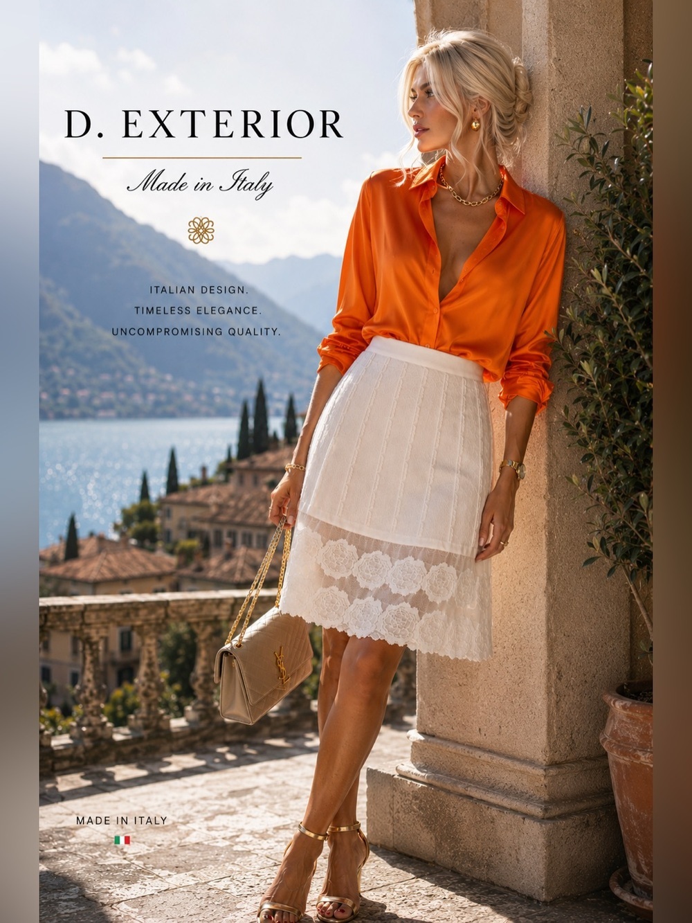 D. Exterior Luxury Italian Brand Lace Trim Skirt NWT Size Medium